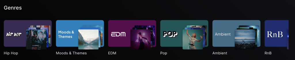 Genres available in Soundful AI Music Maker, AI Music Generator